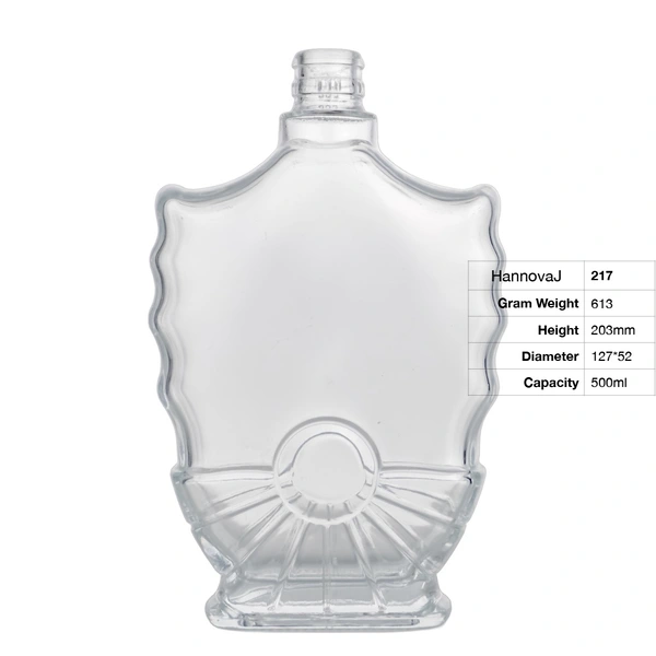 Best Selling 500ml Clear Glass Bottle Wholesale Custom Made Glass Bottles Brandy Whisky Custom Fancy Tequila Liquor Bottle