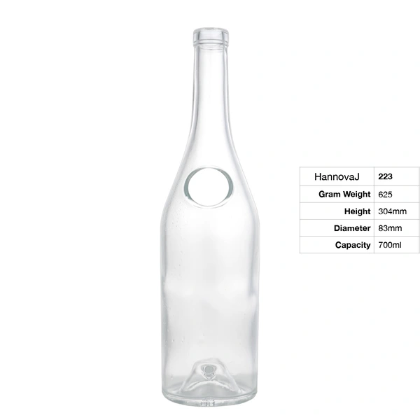 Hot Sell 700ml Round Glass Rum Bottle 70cl Brandy Wine Whiskey Liquid Liquor Alcohol Spirits Glass Bottle Container with Cork