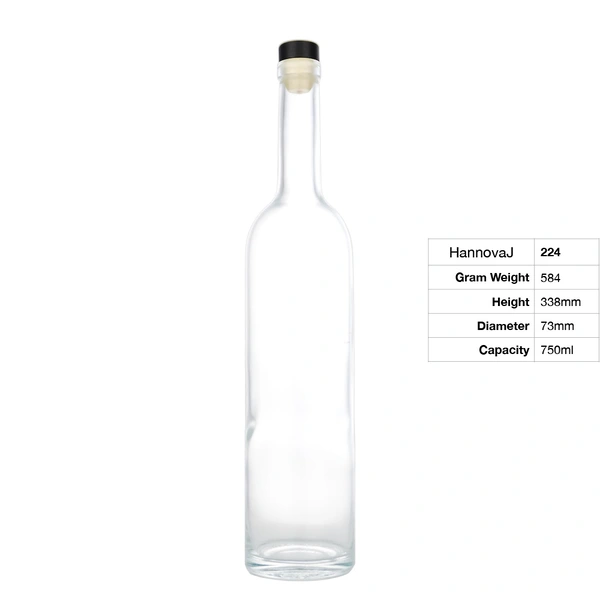Hot Sale Customized Low-price Ice Wine 750ml Glass Bottle Tall Round Shape Long Neck Glass Bottle With Cork Top