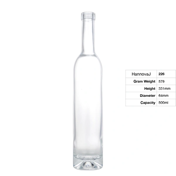 Factory Wholesales Customized 500ml Round Cork Cap Long Neck Thin Bottom Whiskey Rum Tequila Liquor Glass Bottle