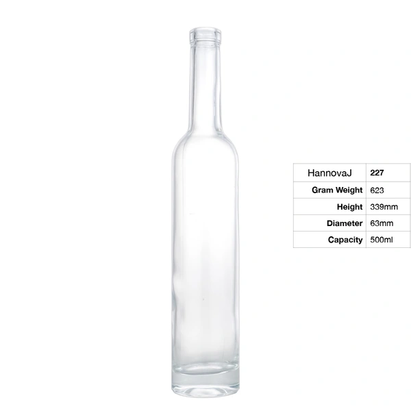 Top Exquisite High Quality 500ml Cork Stopper Thick Bottom Round Suitable for Whiskey Brandy Liquor Glass Bottle
