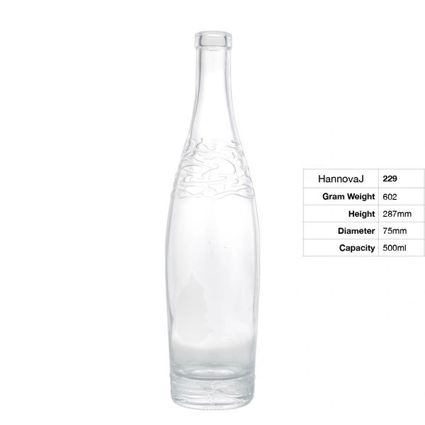 Long Neck Empty Beverage Bottle Spirits Brandy Liquor Clear Bottle Glass Wholesale Custom 500ml Ice Bottle
