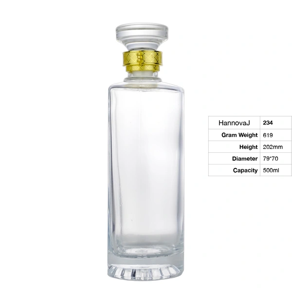 500ml Customized Personalized Uniquely-shaped Thick Bottom Round Vodka Whiskey Blank Spirit Glass Bottle