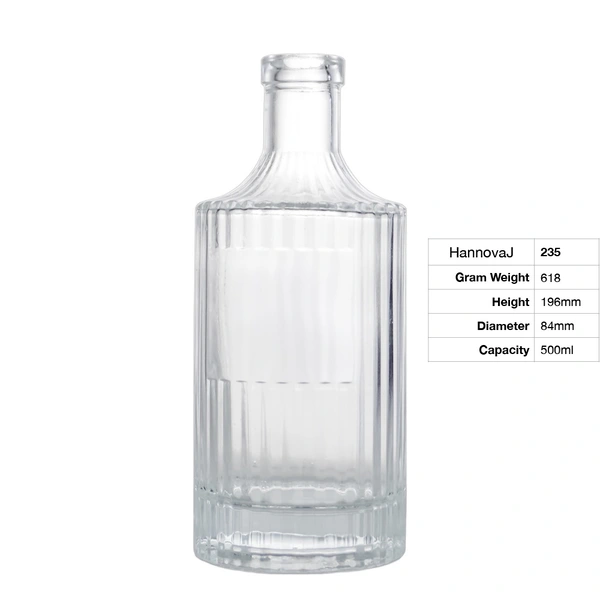 High Quality Roman Column Round 500ml Clear Empty Vodka Liquor Gin Rum Tequila Spirits Glass Whisky Bottles With Glass Cork