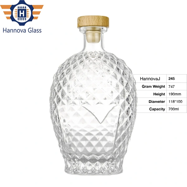 Wholesale Round 700ml Shaped Bottles Custom Patron Bottle Tequila Liquor Bourbon Whisky Vodka Carving Glass Bottle for Gift