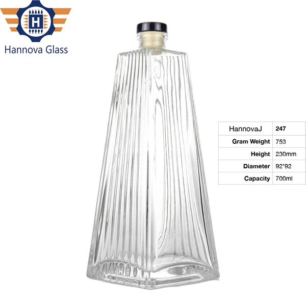 Custom Unique Design Empty Extra Flint 700ml square Thick Bottom Gin Rum Whisky Vodka Glass Bottle for Liquor