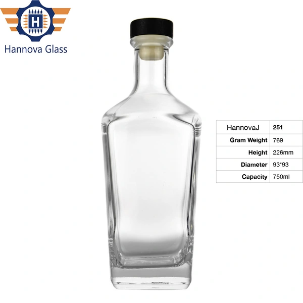 Popular Design 750ml Liquor Glass Bottle Super Flint Extra White Gin Vodka Whiskey Empty Glass Bottles With Cork