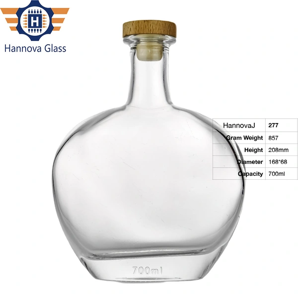 700ml Nordic Style Round Flask Bottle for Craft Gin Whiskey Tequila Mezcal Custom Logo Empty Disc Shaped Spirit Glass Bottle