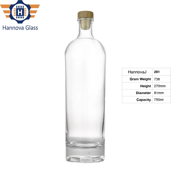 750ml Super Premium Heavy Base Glass Bottle for Luxury Vodka Gin Whiskey Tequila Empty Custom Spirit Liquor Bottle With Cork