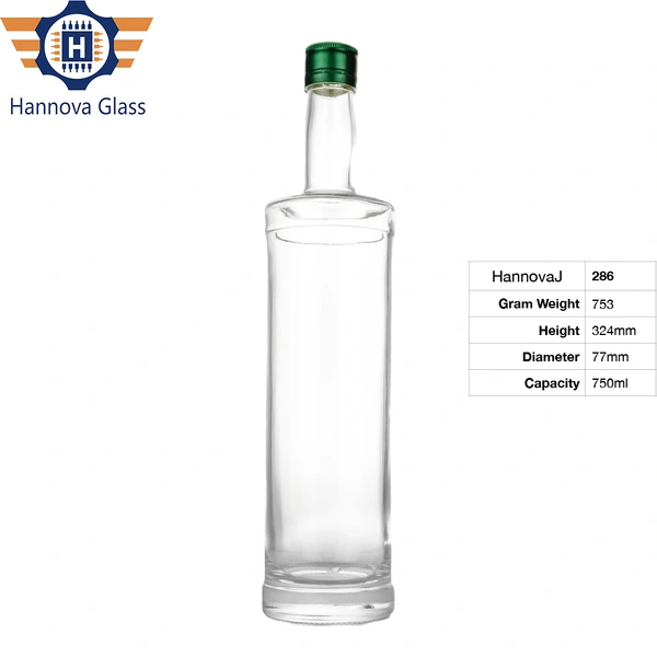 Custom Logo 750ml Long Neck Cylinder Glass Bottle for High-end Gin Tequila Vodka Empty Luxury Spirit Glass Liquor Bottle