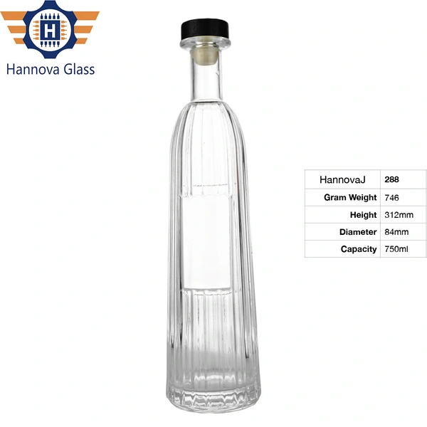 750ml Wide Mouth Ribbed Tapered Bottle with Custom Logo Panel for Water Juice Spirit Empty Beverage Glass Bottle