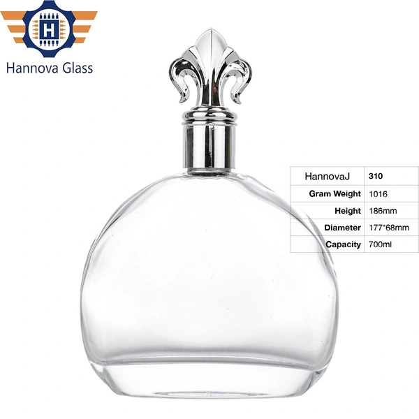Factory Manufacturer 70cl Fancy Thick Bottom Glass Bottle for Premium Spirits Unique Shape Heavy Vodka Bottle with Cork