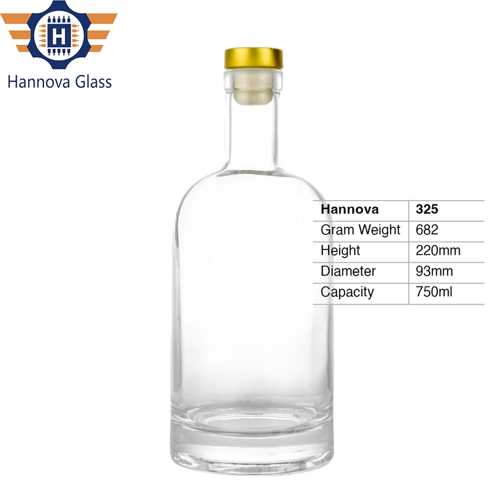 Premium Quality Empty 750ml Round Clear Glass Bottle Thick Bottom Flint Glass Spirit Packaging for Vodka Gin Whisky Rum