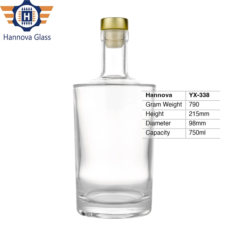 Nordic Style 750ml Round Glass Spirit Bottle Heavy Bottom Super Flint Cylinder Whiskey Vodka Gin Bottle With Cork
