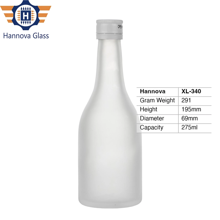 Custom 275ml Frosted Glass Water Bottle Screw Cap Round Cylindrical Shape for High End Mineral Water Juice Beverage Packaging