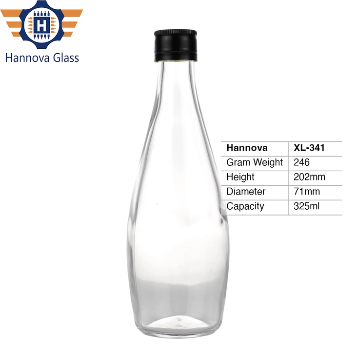 Wholesale 325ml Clear Glass Water Bottle Water Drop Shape Screw Cap for Mineral Water Sparkling Water Juice Beverage Packaging