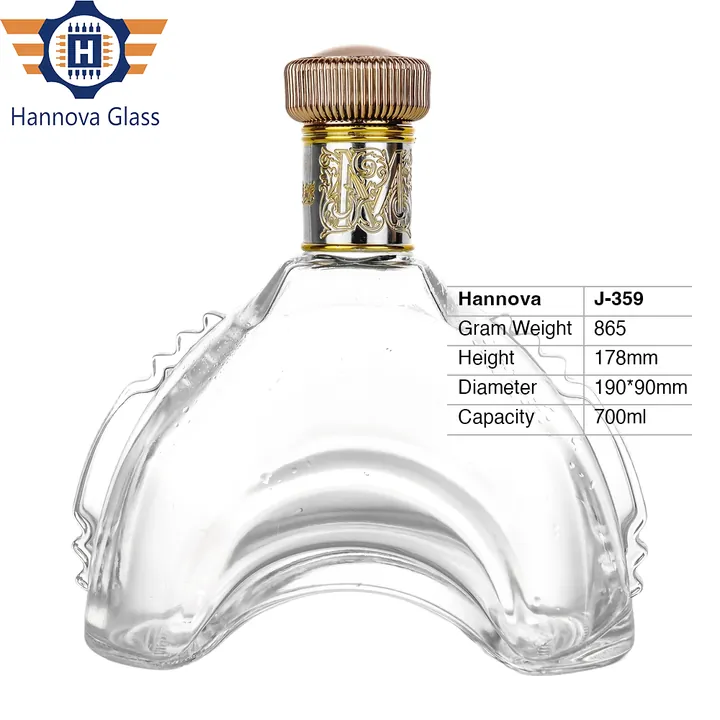 Customized 700ml Irregular Shape Glass Spirit Bottle High Quality Empty Liquor Bottle for Whiskey Tequila Rum Branding