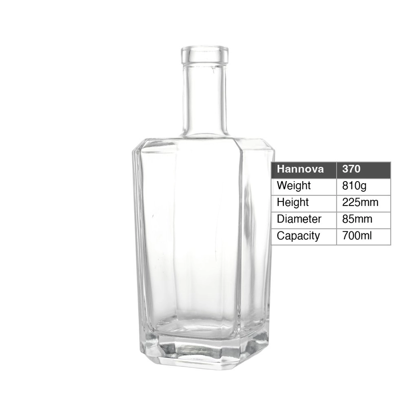 High Quality Matte 700ml Square Glass Bottles Custom 70cl Octagonal Heavy Base Cork Premium Vodka Whiskey Alcohol Spirit