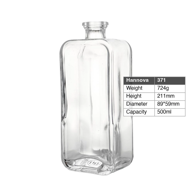 Wholesale 500ml Flat Square Super Flint Glass Liquor Bottle for Whiskey Vodka and Tequila With Cork Stopper