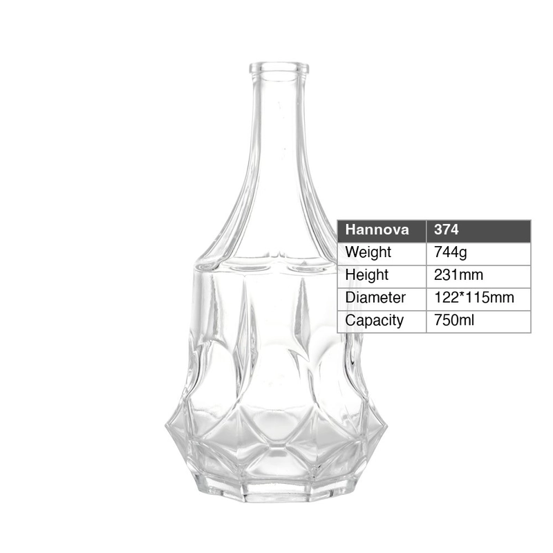 Wholesale 750ml Irregular Fancy Glass Liquor Bottle With Heavy Bottom and Cork Stopper for Luxury Distilleries