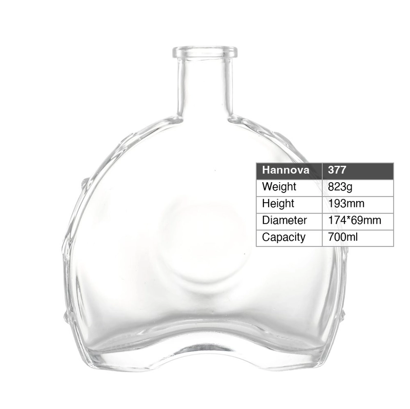 Custom 700ml Flat Oval Super Flint Glass Spirit Bottle 800g Heavy Bottom Whisky Brandy Liquor Bottles for Sale