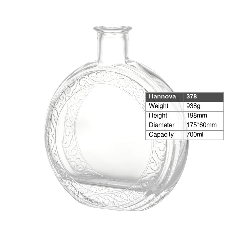 Customized 700ml Unique Pattern Super Flint Glass Spirits Bottle Heavy Bottom Liquor Bottle for Tequila Gin Brandy