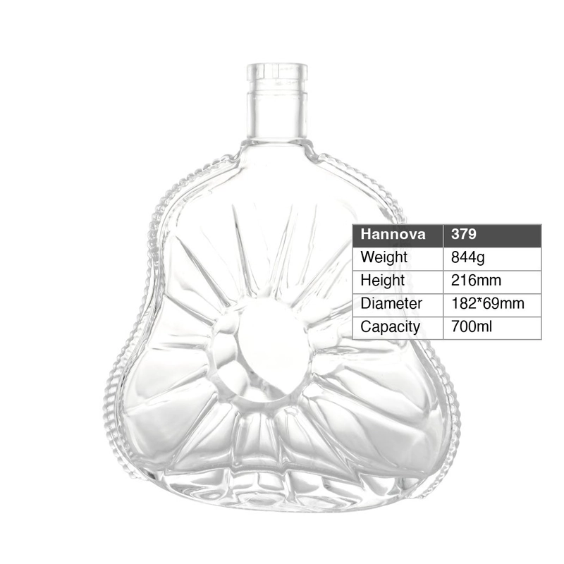 Custom 700ml Sunburst Super Flint Glass Spirit Bottle Gourd Heavy Base Brandy Whiskey Liquor Bottles for Sale