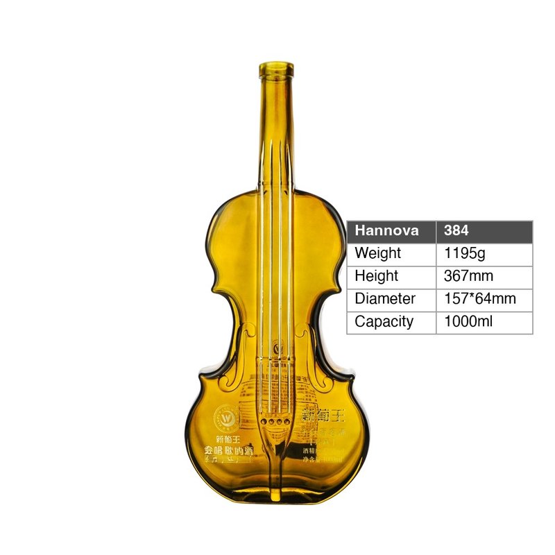 Wholesale 1000ml Unique Violin Shaped Spray Painted Glass Bottle for Spirits Whiskey Brandy Vodka Liquor Packaging