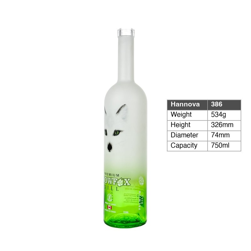 Custom 750ml Round Frosted Green Spray Decal Printing Glass Liquor Bottle for Vodka Spirits Gin Packaging