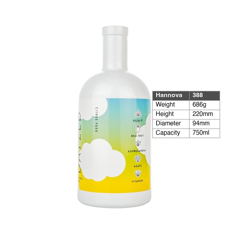 Wholesale 750ml Super Flint Glass Bottle with Color Coating and Decal Printing for Spirits Vodka Liquor Packaging